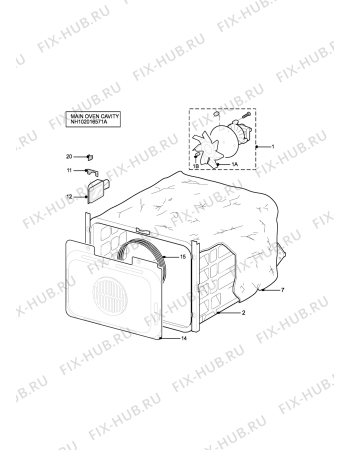 Взрыв-схема плиты (духовки) Zanussi ZCM8021CHN - Схема узла H10 Main Oven Cavity (large)